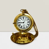 Engraved pocket watch for sale with brass chain